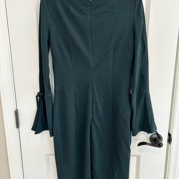 Calvin Klein Sheath Dress Womens 8 Deep Green Flare Sleeves - Picture 4 of 6